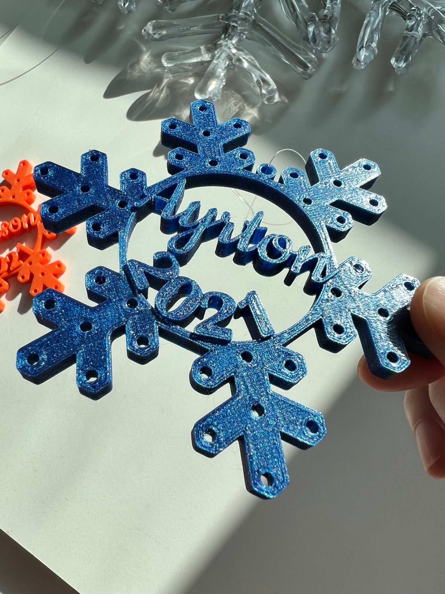 Personalized Snowflake Christmas Ornament - 3D Printed