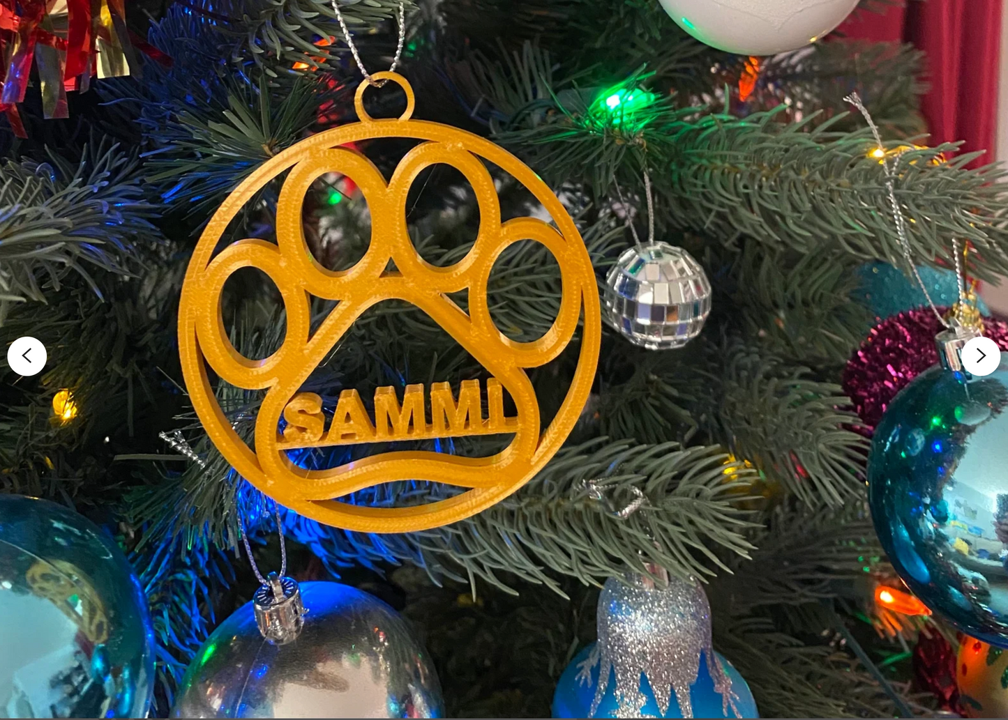 Personalized Dog Christmas Ornament - 3D Printed